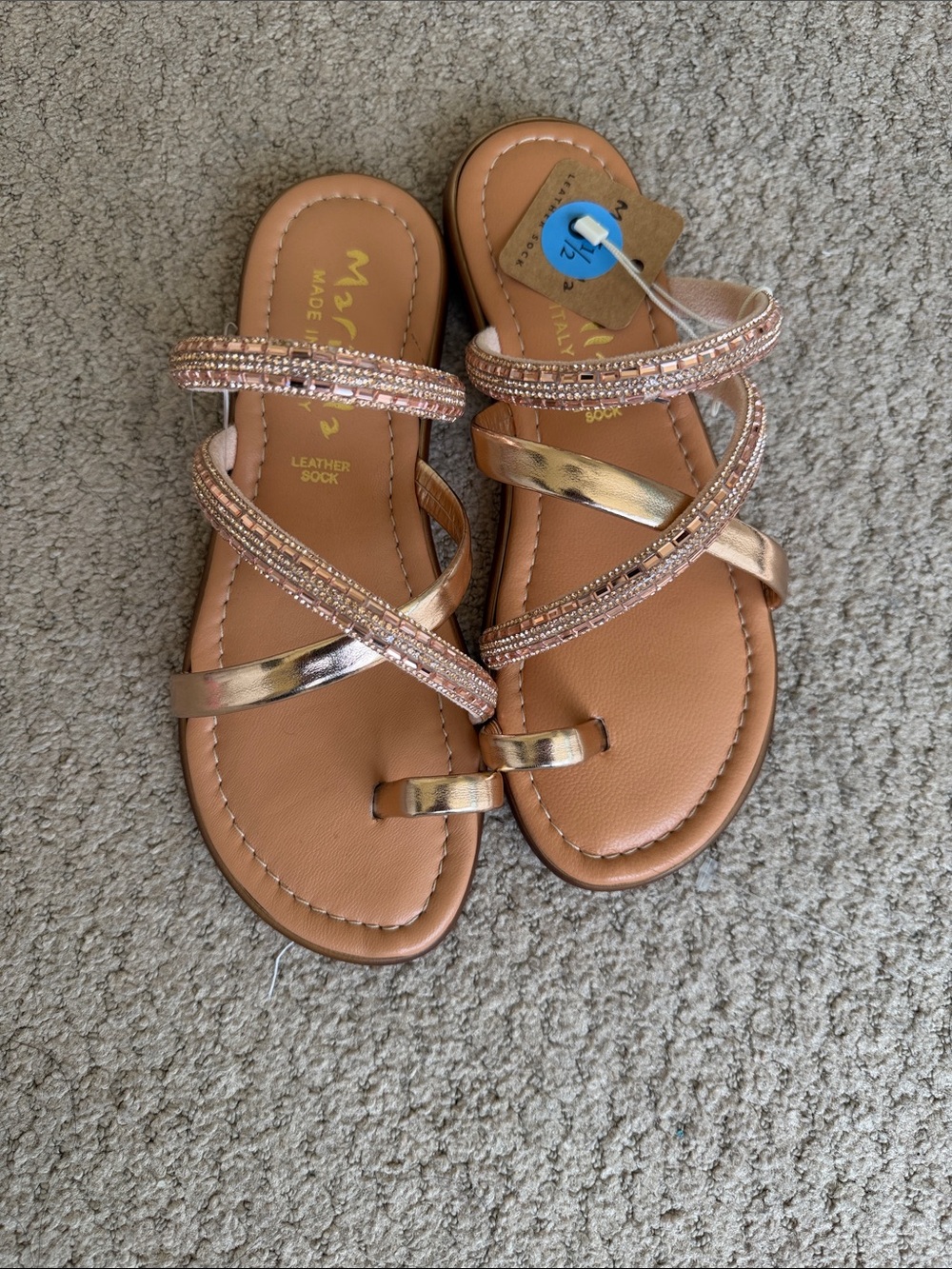 MARINA Rose Gold Beaded Strappy Sandals for Women
